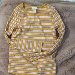 Yellow and red cat and jack striped shirt